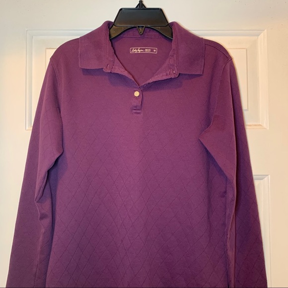 Lady Hagen Tops - Lady Hagen Long Sleeved Polo in Plum-Size Medium